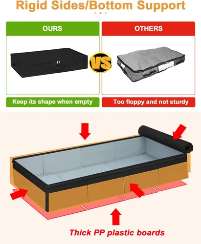 Miniatura 3 de Contenedor de almacenamiento para debajo de la cama, paquete de 3 bolsas de almacenamiento debajo de la cama con tapa, organizador de almacenamiento