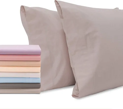 Miniatura 16 de Superity Linen Fundas de almohada de tamaño estándar, cerramiento abierto, paquete de 2, 100% algodón suave y cómodo, color azul