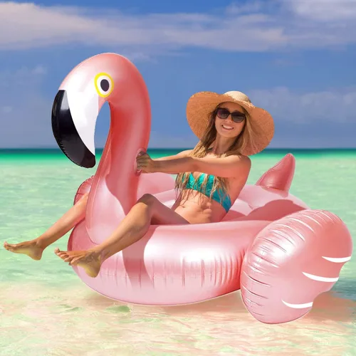 Miniatura 5 de Flotador inflable gigante de flamenco para piscina, flotador de piscina con válvulas rápidas, balsa flotante de natación, sala de estar, decoración