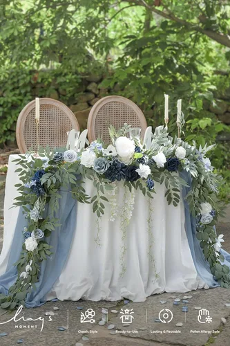 Miniatura 3 de Ling's moment Guirnalda de Flores de Primavera de 9 Pies - Flores de Arco de Boda para Decoración de Fondo, Eucalipto y Rosa, Guirnalda Floral