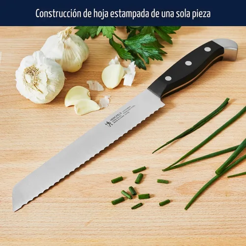Miniatura 4 de HENCKELS Juego de 12 piezas de alta calidad con cuchillos llamativos y soporte, afilados como una navaja, diseñados en Alemania con más de 100 años