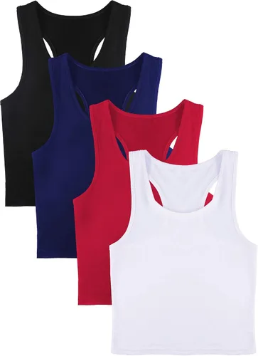 Miniatura 3 de Boao 4 camisetas básicas sin mangas de espalda cruzada para mujer