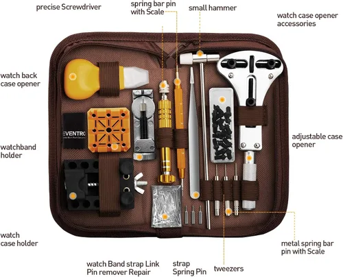 Miniatura 2 de Versión combinada kit de herramientas de reparación de relojes Eventronic + juego de prensa de reloj, juego de herramientas de barra de resorte