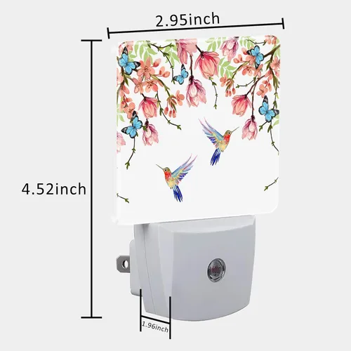 Miniatura 5 de Luz nocturna con colibríes y mariposas azules, enchufe de pared con sensor de atardecer a amanecer, linda luz nocturna para niñas, niños, mujeres