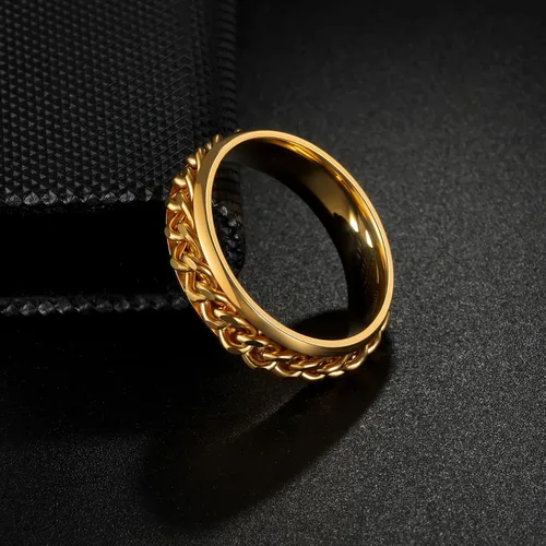 Miniatura 126 de Anillos giratorios para la ansiedad para hombre, anillos clásicos de cadena para mujeres y adultos, anillo de acero de titanio