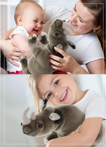 Miniatura 8 de DolliBu Colección de animales de peluche salvaje, Storytime Buddy Rhino Animal para niños, animales de peluche de safari de felpa de rinoceronte