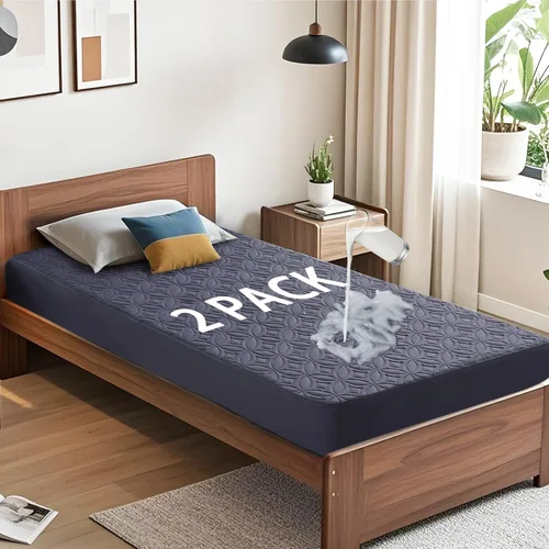 Miniatura 12 de BEDLORE Paquete de 2 protectores de colchón impermeables, tamaño individual con bolsillo profundo de 6 a 15 pulgadas de profundidad, funda