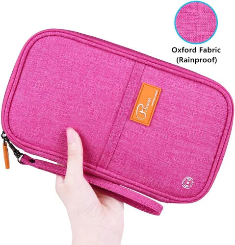 Miniatura 53 de VanFn Cartera RFID para pasaporte de viaje, soporte para pasaporte familiar, organizador de documentos de viaje serie P.Travel (nailon, gris)