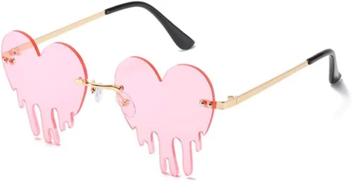Lentes de sol de corazón derretido para hombres y mujeres, sin montura, irregulares, para fiesta única, lentes de sol de metal para baile de