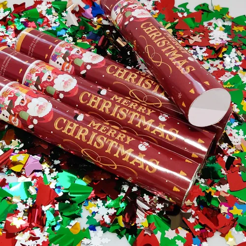 Miniatura 2 de Cañón de confeti de Navidad para fiesta, cañón de WORKKEEP con confeti de WORKKEEP (4 unidades) para Navidad, confeti de Navidad, decoración