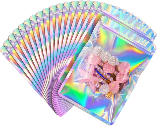 Miniatura 13 de FUNFERY Paquete de 100 sobres de polietileno holográficos autoadhesivos de 4x6 pulgadas, pequeños sobres de envío, sobres, pequeñas bolsas lindas