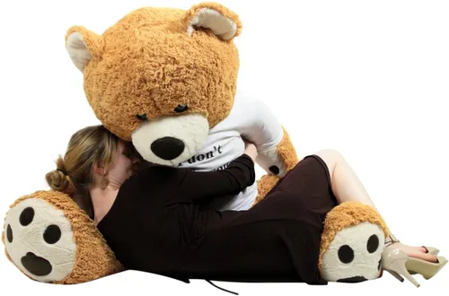 Miniatura 6 de Big Plush Giant Love Teddy Bear - Camiseta con texto en inglés "I Don't Like You I Love You I Love You", color marrón miel