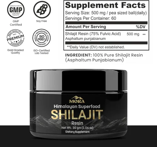 Miniatura 3 de WellBeingMora - Suplemento de resina Shilajit del Himalaya 75% más de ácido fúlvico y más de 85 minerales traza Resina de extracto de shilajit