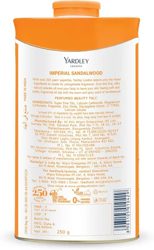 Miniatura 2 de Talco perfumado de Yardley con aroma a sándalo, de 250 g