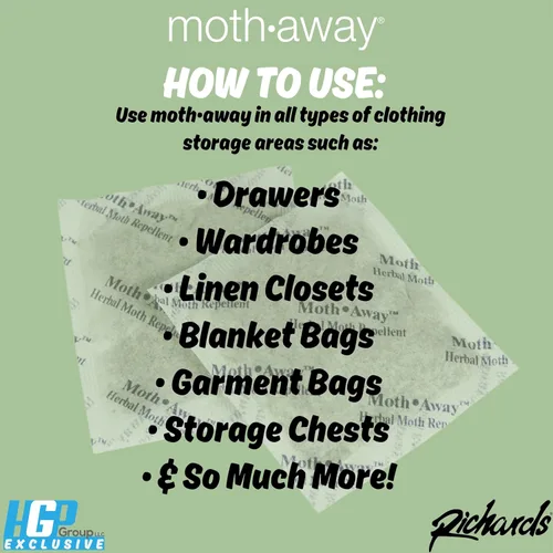 Miniatura 3 de Richards Homewares Moth Away - Repelente natural no tóxico a base de hierbas, 6 sobres jumbo