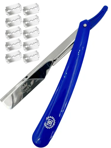Miniatura 10 de Maquinillas de afeitar para hombres Afeitado Recto Rasierer Rasurar Cuchilla Maquina Rojo + 10 Cuchillas Desechables (blanco)