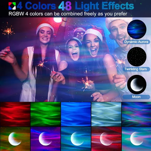 Miniatura 2 de Cadrim Proyector de estrellas con altavoz Bluetooth y control remoto, proyector de galaxia, luces del norte, proyector Aurora con estrella lunar
