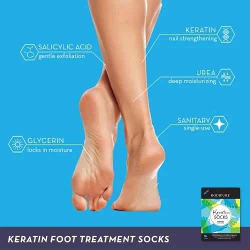 Miniatura 4 de Bodipure Calcetines de queratina con máscara premium Calcetines hidratantes para spa en casa para pies secos agrietados, callos y suavización