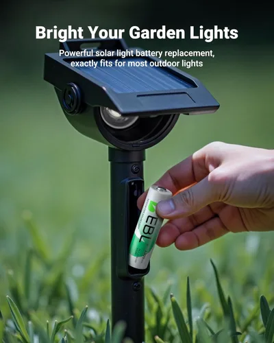 Miniatura 7 de EBL - Pilas solares AA recargables para luces solares de exterior, 1300 mAh NIMH precargadas 1,2 V, recargable hasta 1200 veces para luces de jardín