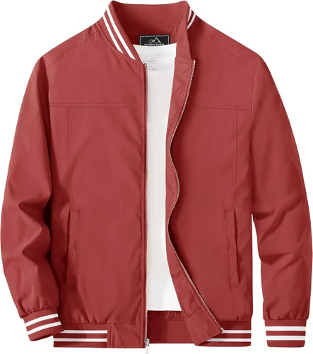 Miniatura 8 de MAGCOMSEN Chaqueta bomber para hombre, ligera, cortavientos, con cremallera, resistente al viento, casual, primavera, otoño, abrigo para golf