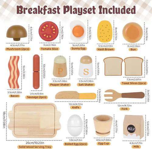 Miniatura 4 de Airlab - Comida de juguete para niños pequeños de 3 a 5 años, juego de cocina de simulación, juego de desayuno, alimentos para cortar, juguete