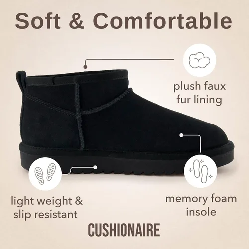 Miniatura 51 de CUSHIONAIRE, Hip 2 - Botas de nieve de gamuza auténtica para mujer, sin cordones, con cómodo forro de piel de oveja sintética + espuma viscoelástica