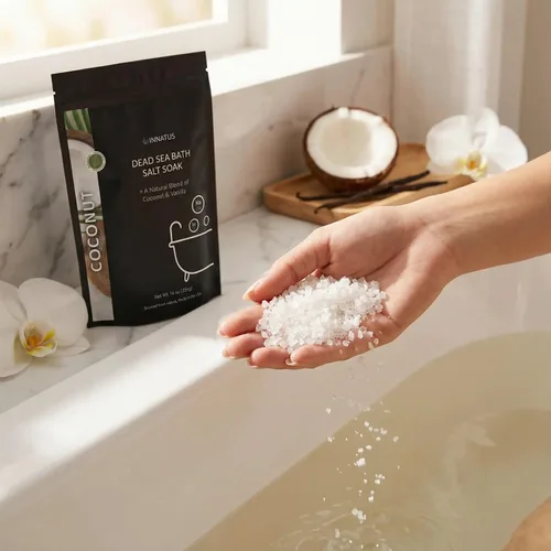 Miniatura 5 de Sal de baño calmante del Mar Muerto en remojo con 21 minerales, relajante, desintoxicante y nutritivo para la piel, 14 onzas, infundida con aceites