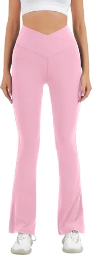 Miniatura 80 de HEGALY Pantalones de yoga acampanados para mujer, leggings cruzados, suaves, de cintura alta, pantalones casuales de entrenamiento con corte de bota