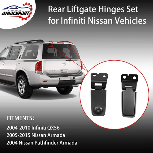 Miniatura 3 de Juego de bisagras de ventana trasera, bisagra de vidrio para puerta trasera derecha e izquierda Reemplazo para Infiniti QX56 2004-2010, Nissan