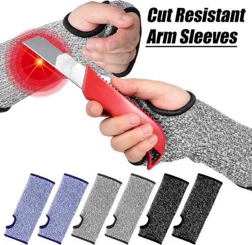 Miniatura 2 de Geyoga 3 pares de mangas resistentes a los cortes para brazos delgados protectores de brazo con agujero para el pulgar para mujeres y hombres