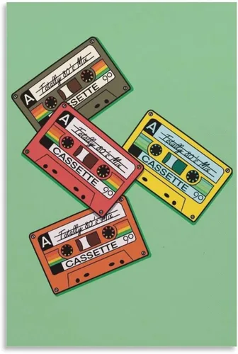 BAOCT Cassette Tape Retro Cassette Print 90s 80s Retro Music Canvas Art Poster And Wall Art Picture Print Modern Family Bedroom Decor Posters Sin