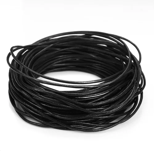 Miniatura 7 de Cordones de cuero redondos genuinos Beadnova de 0.05 a 0.19 in para el collar de la pulsera que rebordea la fabricación de la joyería, 01.blanco