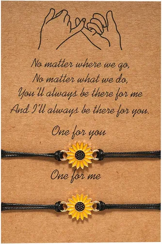 Pulsera tobillera con diseño de girasol, pulsera ajustable de amistad con diseño de girasol, el mejor regalo para mejores amigos, pareja, familia