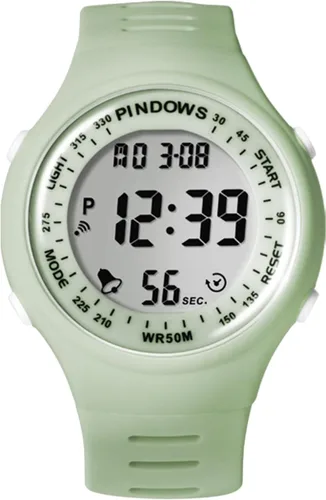 PINDOWS Relojes para mujer, 164.0 ft, impermeables, para exteriores, relojes deportivos digitales multifunción, calendario LED de siete colores, con