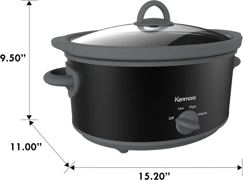 Miniatura 7 de Kenmore - Olla de cocción lenta de 5 cuartos de galón, olla de cocción lenta con ajustes programables, controles digitales, gran capacidad
