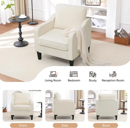 Miniatura 8 de Silla decorativa para sala de estar, silla de lectura moderna de mediados de siglo para dormitorio, sillón tapizado con bolsillos laterales, cómodo
