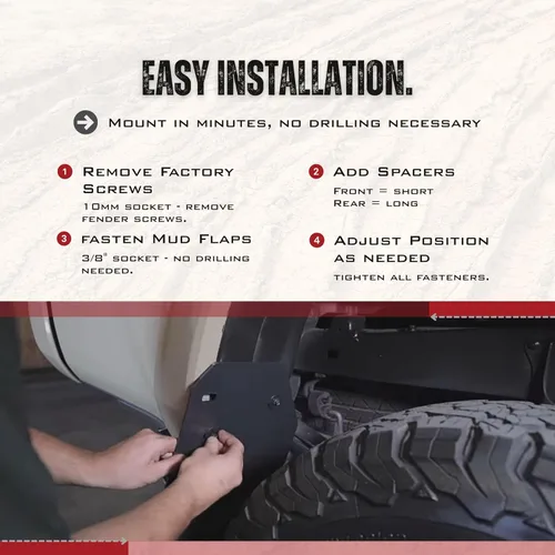 Miniatura 3 de REK GEN Aletas de barro compatibles con Toyota Tacoma Gen3 (2016-2023) - Protectores de barro resistentes para protección todoterreno - Fácil