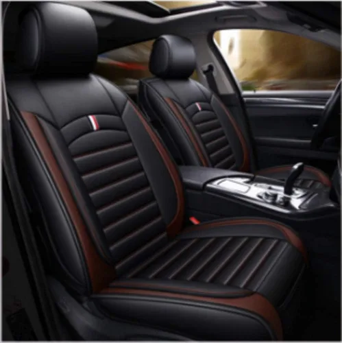 Miniatura 5 de Juego completo de fundas de cojín y almohadas de cuero sintético para asiento delantero y trasero de coche con reposacabezas y soporte de cintura, 5