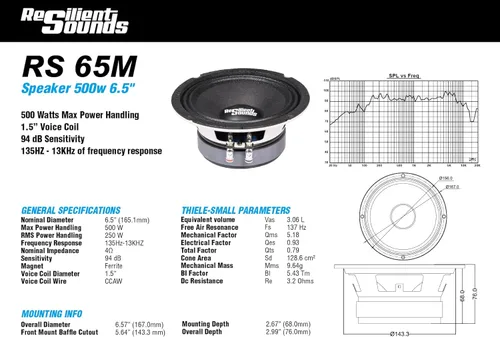 Miniatura 4 de Resilient Sounds Altavoz RS 65M 250w rms 4ohm 6.5