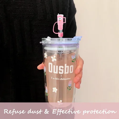 Miniatura 3 de 6 fundas de popote compatibles con vasos Stanley de 40/30 onzas, reutilizables y bonitos protectores de tapas de silicona para popotes Stanleys