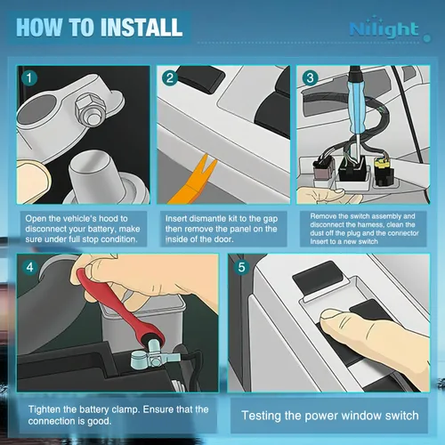 Miniatura 6 de Nilight Power Master - Interruptor de Ventana Compatible con Ford F-150 2004 2005 2006 2007 2008, Expedition 2003-2006, Crown Victoria y Mercury