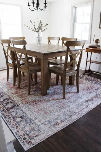 Miniatura 4 de Hauteloom Kemer - Alfombra lavable a máquina para sala de estar, vintage envejecida y desgastada, oriental y bohemio, floral, apta para mascotas