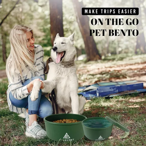 Miniatura 4 de AVERYDAY Cuencos de viaje para perros de 30 onzas con tapas, cuencos portátiles 2 en 1 para alimentos y agua, cuenco de agua y comida para perros