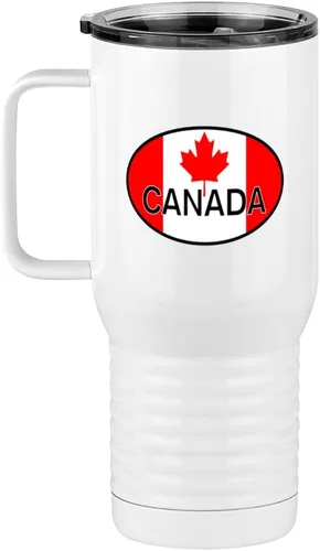 Miniatura 5 de Just So Posh Vaso de bandera de país, diferentes banderas ovaladas europeas en cada lado, taza de café de viaje con asa y tapa deslizante