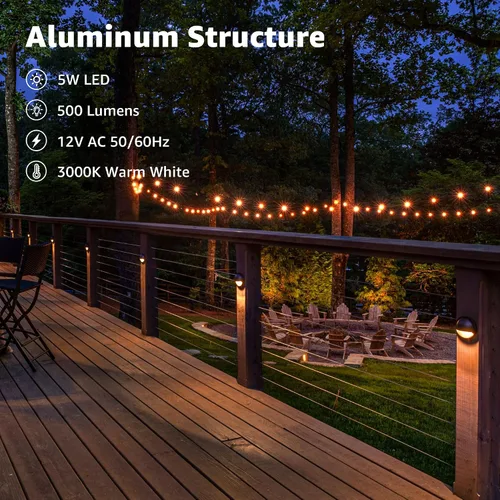 Miniatura 2 de SUNVIE Luces de cubierta de bajo voltaje con conector Fastlock2 de cable de 5 W, luces LED para escalones de paisaje, iluminación de acento al aire