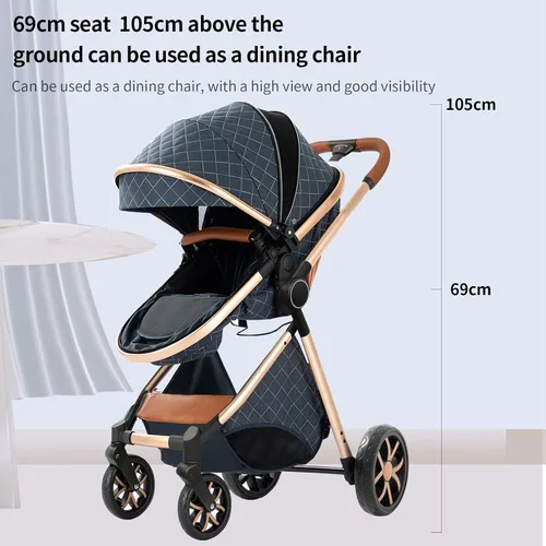 Miniatura 6 de Cochecito de bebé 2 en 1 con modo moisés, cochecito reversible, plegable con un solo clic, cochecito de viaje para recién nacido, cochecito