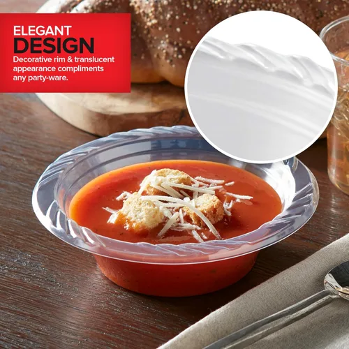 Miniatura 5 de Stock Your Home Paquete de 40 tazones de plástico transparente de 12 onzas para fiestas, cuencos pequeños desechables para cenas o cócteles, sopa
