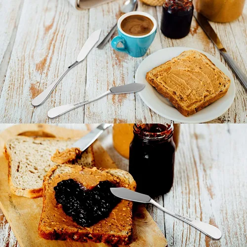 Miniatura 5 de 8 cuchillos de mantequilla de acero inoxidable, esparcidores de queso/mantequilla, cuchillos para untar, queso y condimentos 8 pza