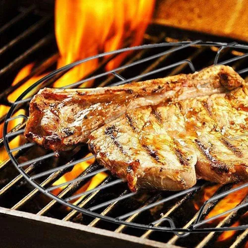 Miniatura 5 de Papad Jali - Asador de alambre de acero inoxidable Papad Jali, parrilla de asado multifuncional con mango redondo de madera (7.5 pulgadas)