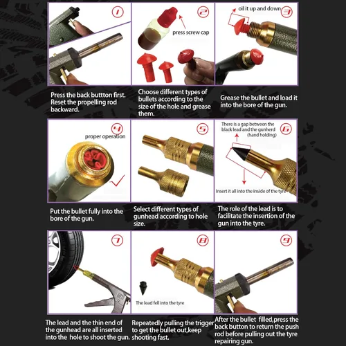 Miniatura 3 de Kit de reparación de neumáticos con tapones, kit de tapones de neumáticos tipo hongo, kit de parches para neumáticos de servicio pesado profesional